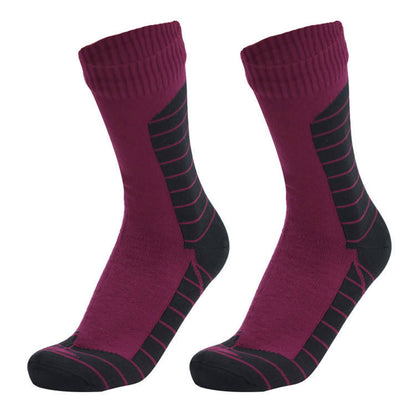 Off Memo Waterproof Knitted Crew Socks — Breathable & Comfortable (Black & Red, S/M/L)