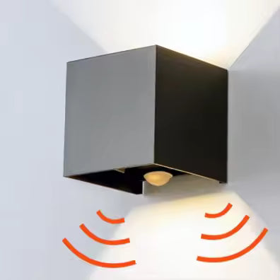 Off Memo LED Motion Sensor Wall Light — IP65 Waterproof Indoor/Outdoor, Up & Down Aluminum Sconce, 12W (Black)