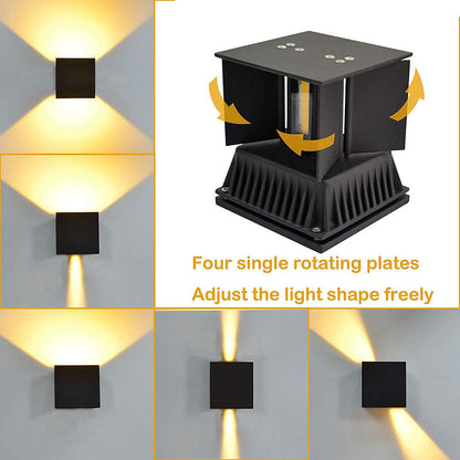Off Memo LED Motion Sensor Wall Light — IP65 Waterproof Indoor/Outdoor, Up & Down Aluminum Sconce, 12W (Black)