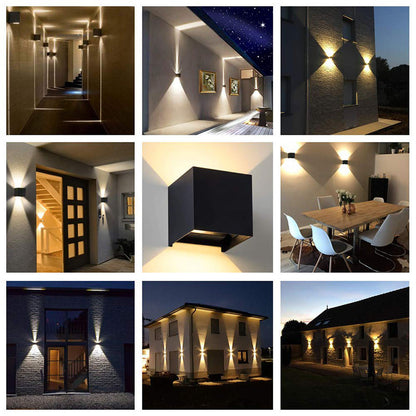 Off Memo LED Motion Sensor Wall Light — IP65 Waterproof Indoor/Outdoor, Up & Down Aluminum Sconce, 12W (Black)