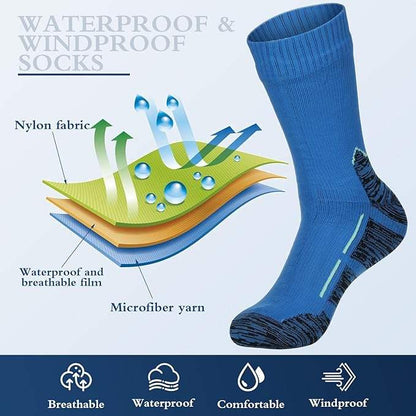 Off Memo Waterproof Knitted Crew Socks — Breathable & Comfortable (Black & Red, S/M/L)